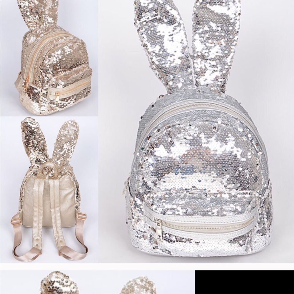Gold or silver sequin bunny ear backpack